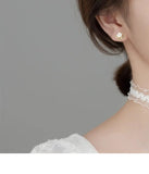 S925 Silver Dye Square Elegant Earrings Women's Korean-style Simple Hollow Geometric Gel Earrings TWINKLE QUEEN