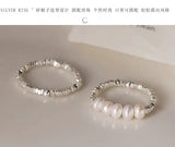 S925 sterling silver pearl ring geometric broken silver irregular design Joint ring light luxury fashion personality tail ring TWINKLE QUEEN