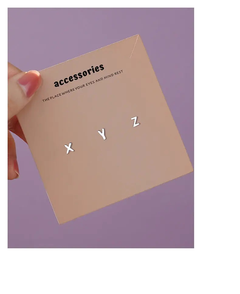 S999 Silver Plain 26 Letter Earrings ins Simple Personality All-Match Fashion Elegant DIY Sterling Silver Ear Bone Earrings TWINKLE QUEEN