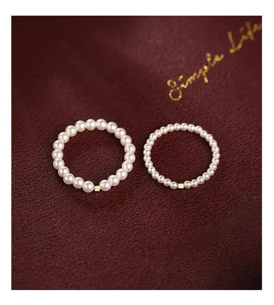 S925 Sterling Silver Retro High-end Sense Overlapping Pearl Ring Niche Unique Tail Ring Light Luxury Sweet Ring  Women TWINKLE QUEEN