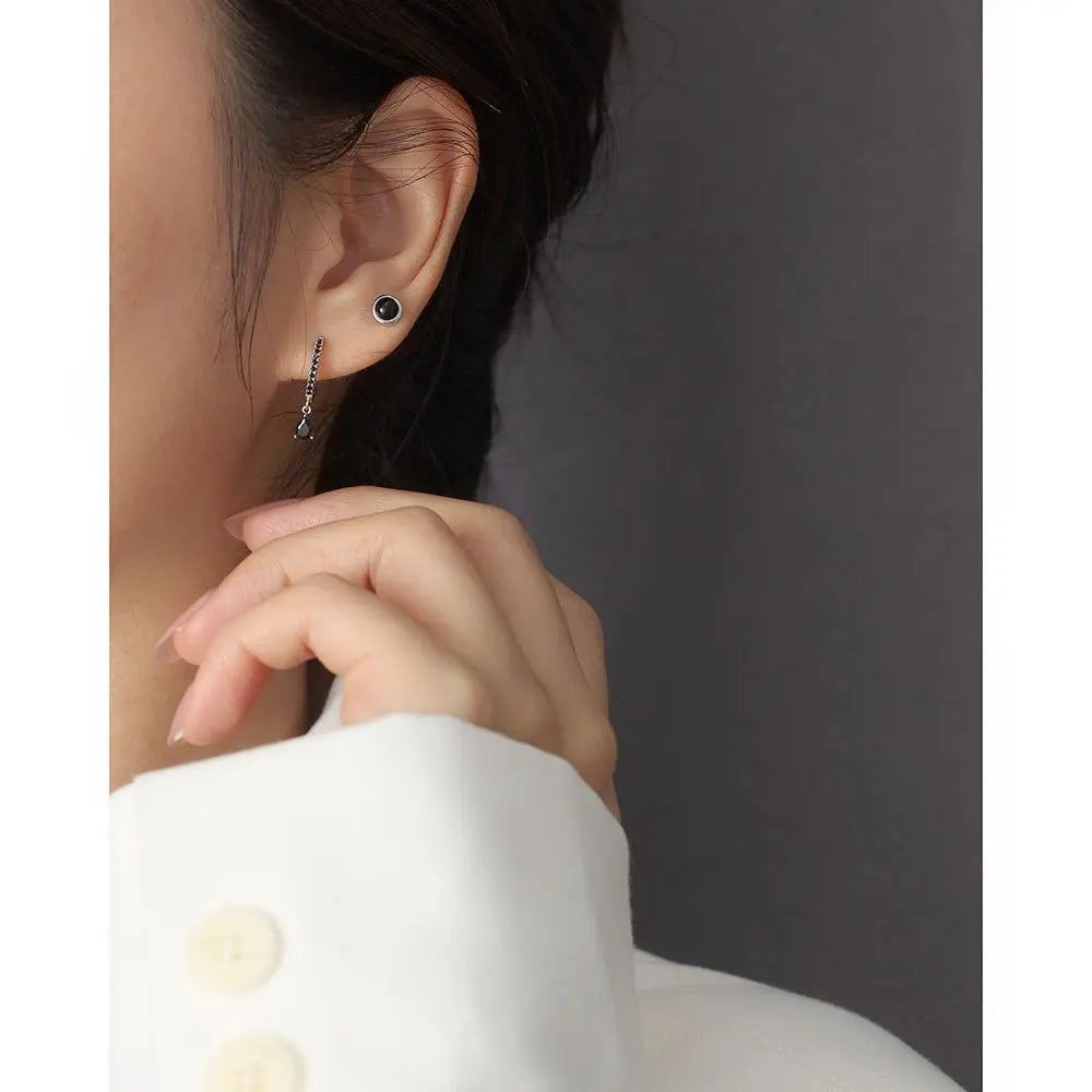 Japanese and Korean s925 Silver ins Niche Design High-grade Sense Geometric Round Agate Pine Stone Earrings Earrings TWINKLE QUEEN