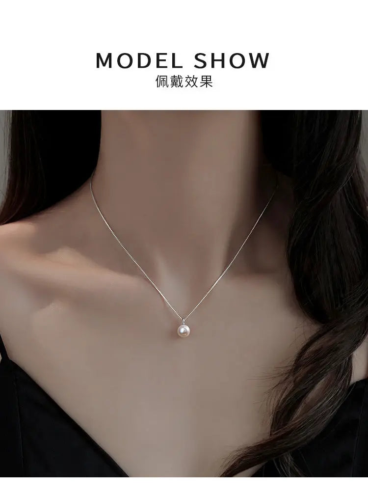 White Freshwater Pearl Pendant Necklace for Women - AAA+ Quality Pearl Necklace for Women With 925 Sterling Silver Chain TWINKLE QUEEN