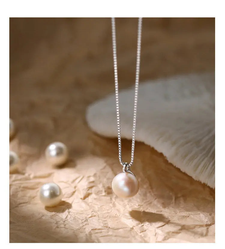 White Freshwater Pearl Pendant Necklace for Women - AAA+ Quality Pearl Necklace for Women With 925 Sterling Silver Chain TWINKLE QUEEN