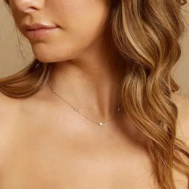 S925 Sterling Silver Necklace Five Diamond Lianzhu European and American Light Luxury Diamond Collarbone Chain Luxury TWINKLE QUEEN