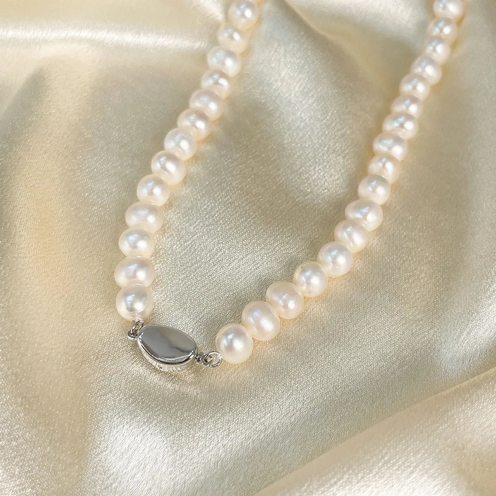 Natural Freshwater Pearl Necklace Bracelet Earring Three-Piece Set Sterling Silver  suit Mother's Day Gift TWINKLE QUEEN