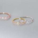 S925 Sterling Silver Diamond Five-petal Flower Ring Mori Fashion Sweet ins Style Niche Hand Jewelry TWINKLE QUEEN