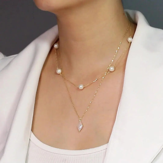 Distinctive Pearl Necklace Stacked with 925 Silver  Cross-border ins Style Irregular Baroque Pearl Ornaments TWINKLE QUEEN