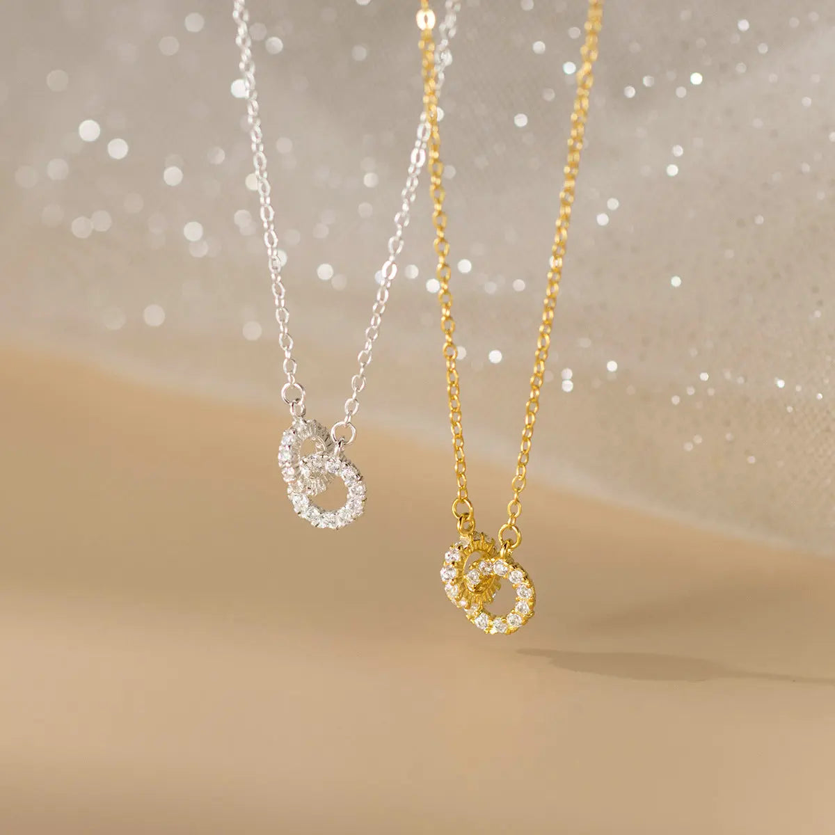 925 silver light luxury high-end new ins ladies clavicle chain diamond ring interlocking necklace TWINKLE QUEEN