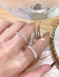 S925 sterling silver pearl ring geometric broken silver irregular design Joint ring light luxury fashion personality tail ring TWINKLE QUEEN