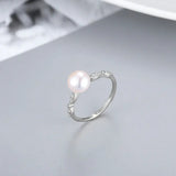 Japanese and Korean Style Simple New S925 Silver Ring Women's Open Fashion Cool Freshwater Pearl Ring TWINKLE QUEEN