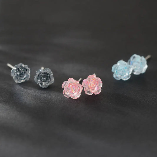 S925 Sterling Silver Cool Punk Style Color Personality Magic Rose Earrings TWINKLE QUEEN