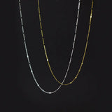 S925 Silver Necklace Female Korean Style Elegant Simple Side Chain Personality Square Piece Sweet Clavicle Chain TWINKLE QUEEN