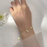 S925 Silver Mori Style Fresh Sweet Flower Bracelet Colorful Diamond Small Bee Cute Bracelet TWINKLE QUEEN