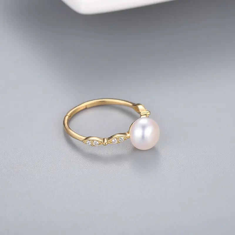 Japanese and Korean Style Simple New S925 Silver Ring Women's Open Fashion Cool Freshwater Pearl Ring TWINKLE QUEEN