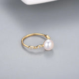 Japanese and Korean Style Simple New S925 Silver Ring Women's Open Fashion Cool Freshwater Pearl Ring TWINKLE QUEEN