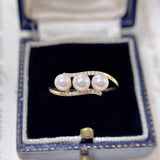 Full Body s925 Sterling Silver Women's Pearl Ring Full Diamond Niche Original Design French Retro Ring All-match New Style TWINKLE QUEEN
