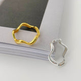 S925 Sterling Silver Wave Ring Women's ins Cold Style Stacked Open Ring Simple High-grade Index Finger Ring TWINKLE QUEEN