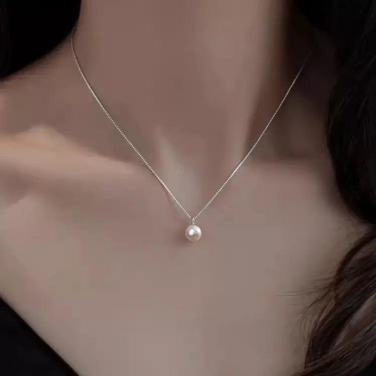White Freshwater Pearl Pendant Necklace for Women - AAA+ Quality Pearl Necklace for Women With 925 Sterling Silver Chain TWINKLE QUEEN