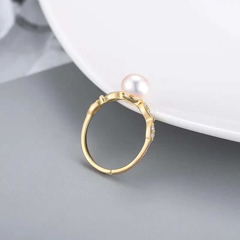 Japanese and Korean Style Simple New S925 Silver Ring Women's Open Fashion Cool Freshwater Pearl Ring TWINKLE QUEEN