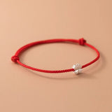 S925 Silver Korean Style Simple Fashion Four-leaf Flower Red Rope Bracelet Summer Fresh Style Hand Jewelry TWINKLE QUEEN