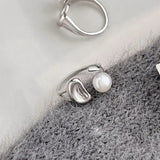 Public Design Sense Natural Pearl Ring Women's S925 Sterling Silver Korean Style Simple Light Luxury Bean Open Ring TWINKLE QUEEN