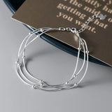 S925 Silver Fine Korean Style ins Style Niche Design Sense Three-Layer Light Bead Snake Bone Bracelet TWINKLE QUEEN