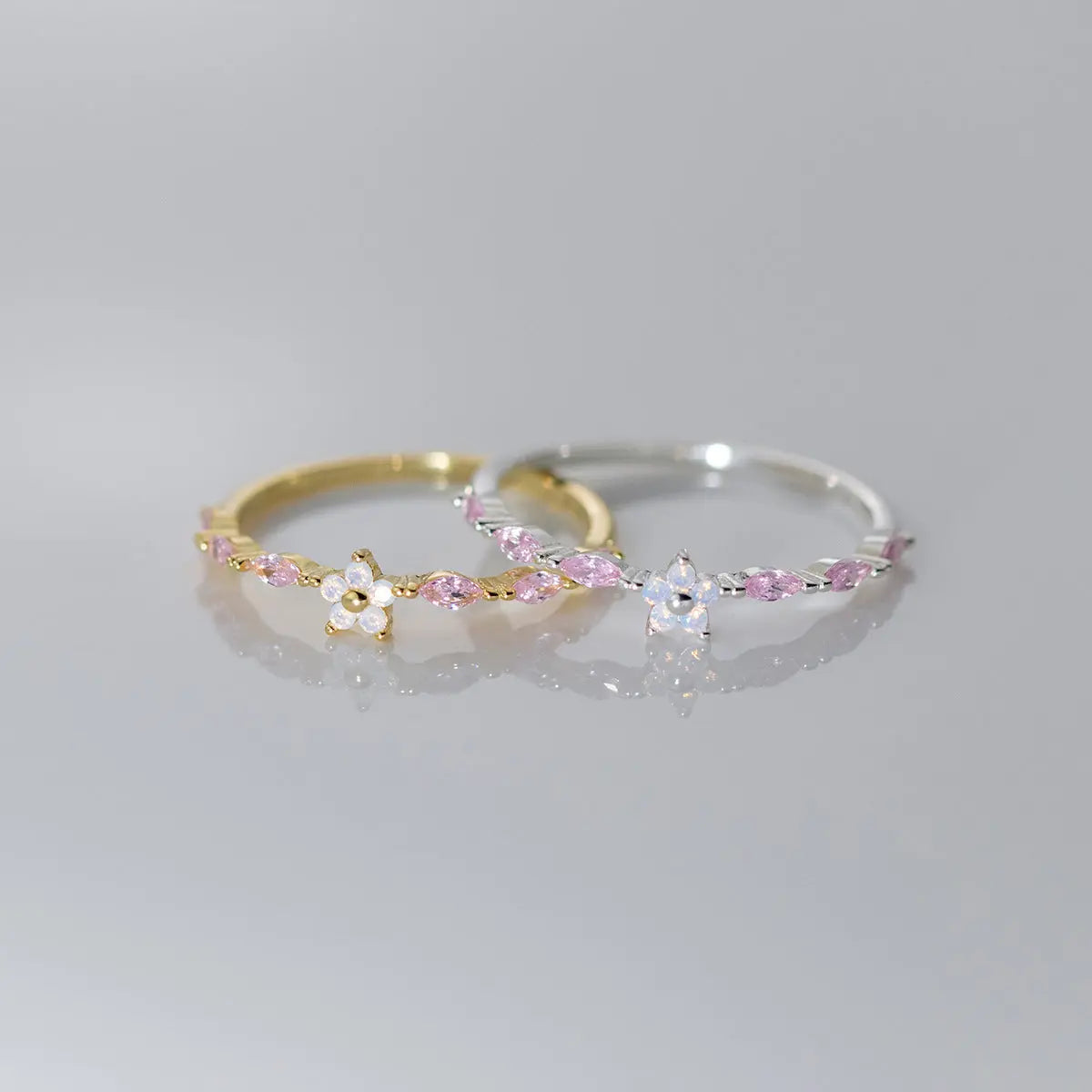 S925 Sterling Silver Diamond Five-petal Flower Ring Mori Fashion Sweet ins Style Niche Hand Jewelry TWINKLE QUEEN