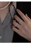 S925 Sterling Silver Retro High-end Sense Overlapping Pearl Ring Niche Unique Tail Ring Light Luxury Sweet Ring  Women TWINKLE QUEEN