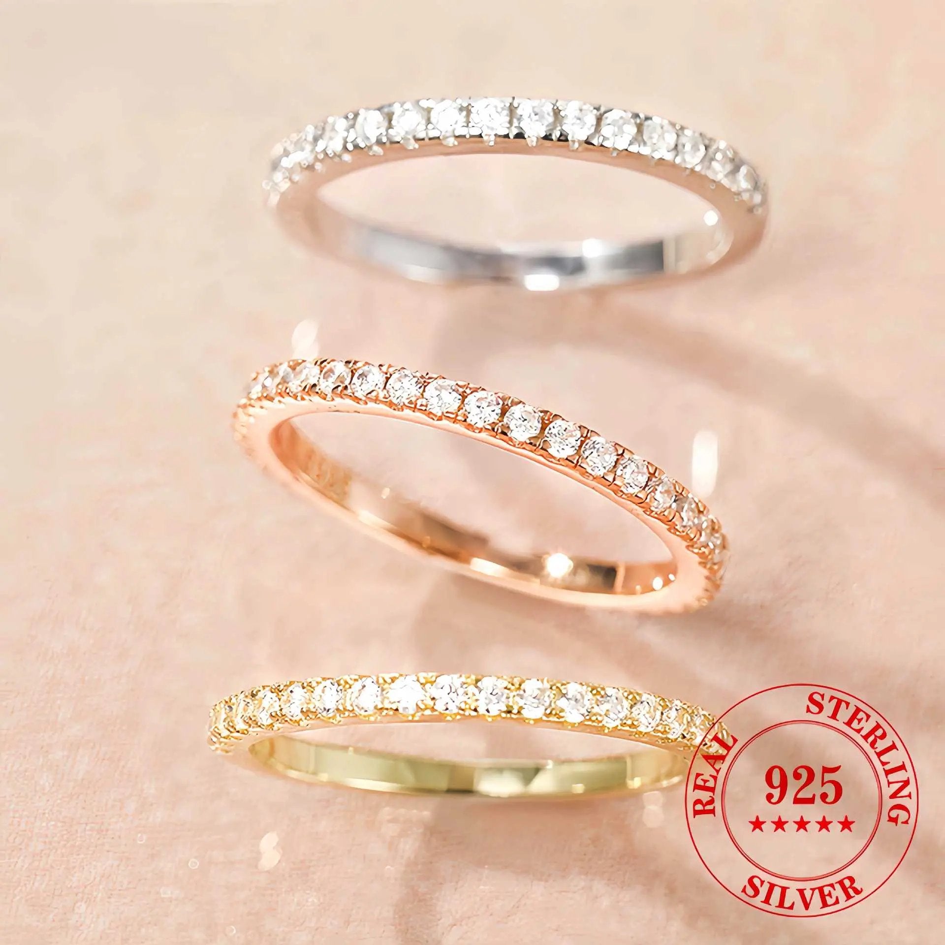 Silver S925 Sterling Silver Niche High-end Ring Women's Simple Full Diamond Finger Ring Super Fairy Gestapa Handpiece TWINKLE QUEEN