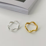 S925 Sterling Silver Wave Ring Women's ins Cold Style Stacked Open Ring Simple High-grade Index Finger Ring TWINKLE QUEEN