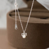 S925 silver fresh and sweet ins style niche design personality bow bead necklace TWINKLE QUEEN