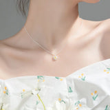 S925 Silver Necklace Female Korean Style Summer Fresh Flower Fresh Autumn Chrysanthemum Short Clavicle Chain TWINKLE QUEEN