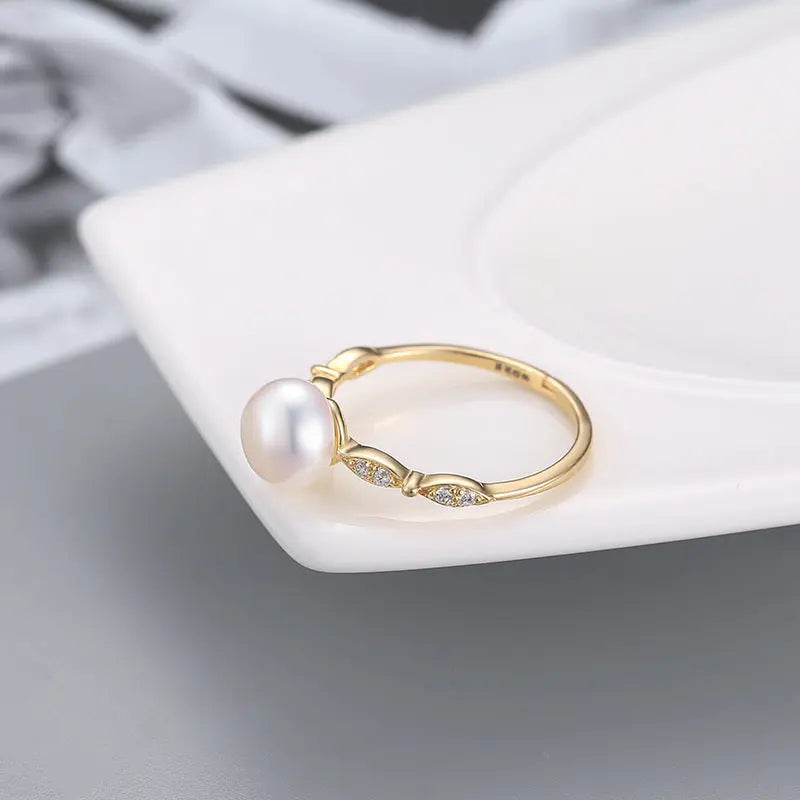 Japanese and Korean Style Simple New S925 Silver Ring Women's Open Fashion Cool Freshwater Pearl Ring TWINKLE QUEEN