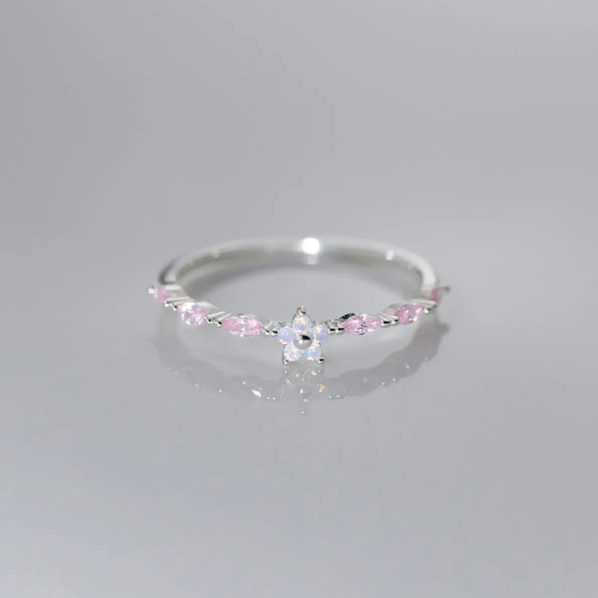 S925 Sterling Silver Diamond Five-petal Flower Ring Mori Fashion Sweet ins Style Niche Hand Jewelry TWINKLE QUEEN