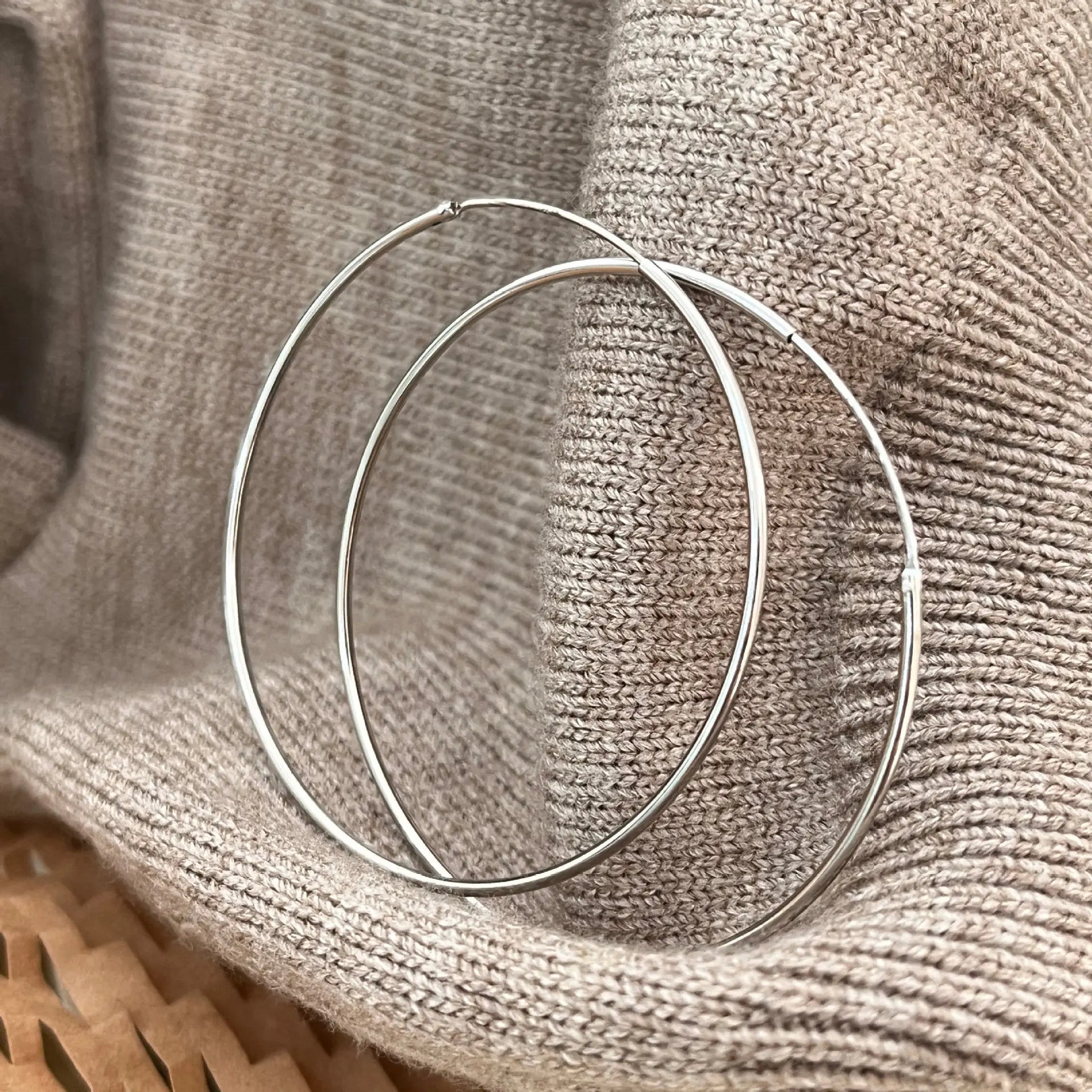S925 Sterling Silver Plain Ring Earrings Women's Large Ring Ear Buckle Distinctive Fashion All-match South Korea Internet Celebrant Popular Earrings TWINKLE QUEEN