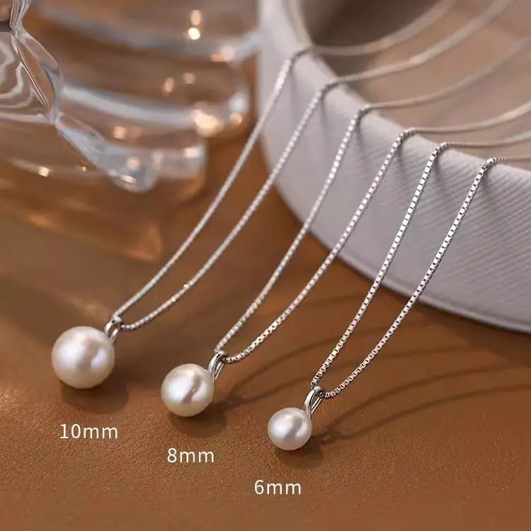 White Freshwater Pearl Pendant Necklace for Women - AAA+ Quality Pearl Necklace for Women With 925 Sterling Silver Chain TWINKLE QUEEN