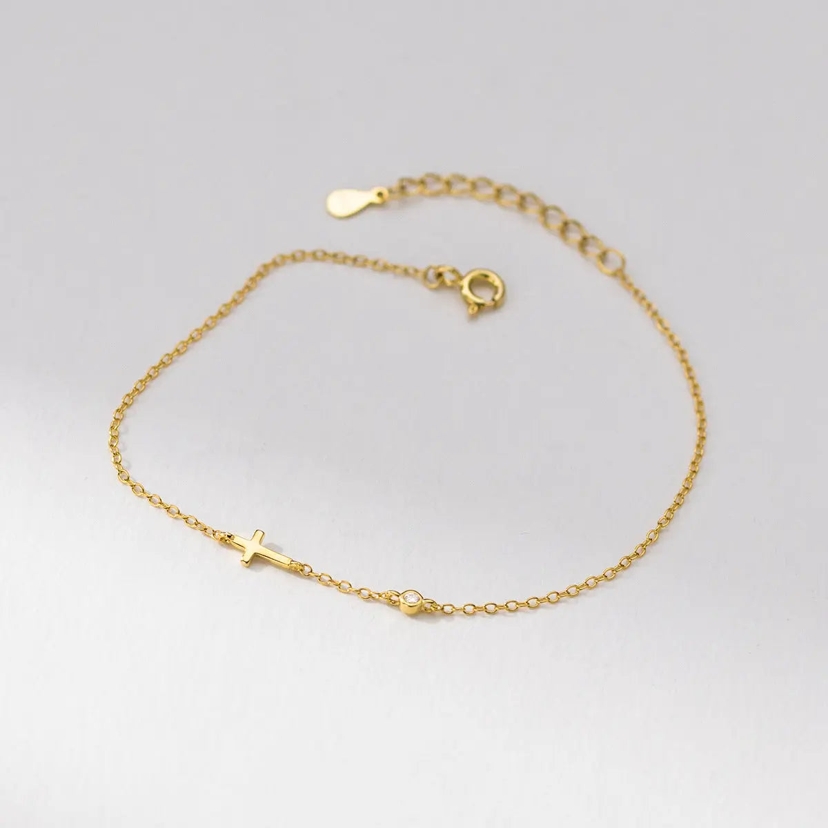 S925 silver fresh and sweet ins niche design exquisite simple single diamond cross bracelet TWINKLE QUEEN