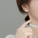 S925 Silver Dye Square Elegant Earrings Women's Korean-style Simple Hollow Geometric Gel Earrings TWINKLE QUEEN