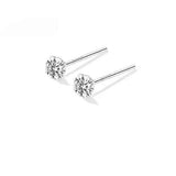 S925 Sterling Silver Four-Claw Earrings Women's Simple Zircon Diamond Earrings Advanced Sense Earrings Women's Ear Holes Anti-blocking Earrings Including Push Back TWINKLE QUEEN