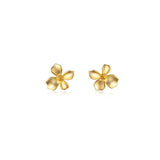 S925 Sterling Silver Vintage Light Luxury Frosted Golden Four-petal Flower Earrings for Women Korean-style Gardenia Sweet Earrings TWINKLE QUEEN