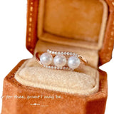 Full Body s925 Sterling Silver Women's Pearl Ring Full Diamond Niche Original Design French Retro Ring All-match New Style TWINKLE QUEEN