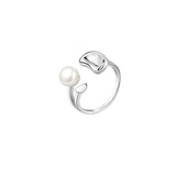 Public Design Sense Natural Pearl Ring Women's S925 Sterling Silver Korean Style Simple Light Luxury Bean Open Ring TWINKLE QUEEN