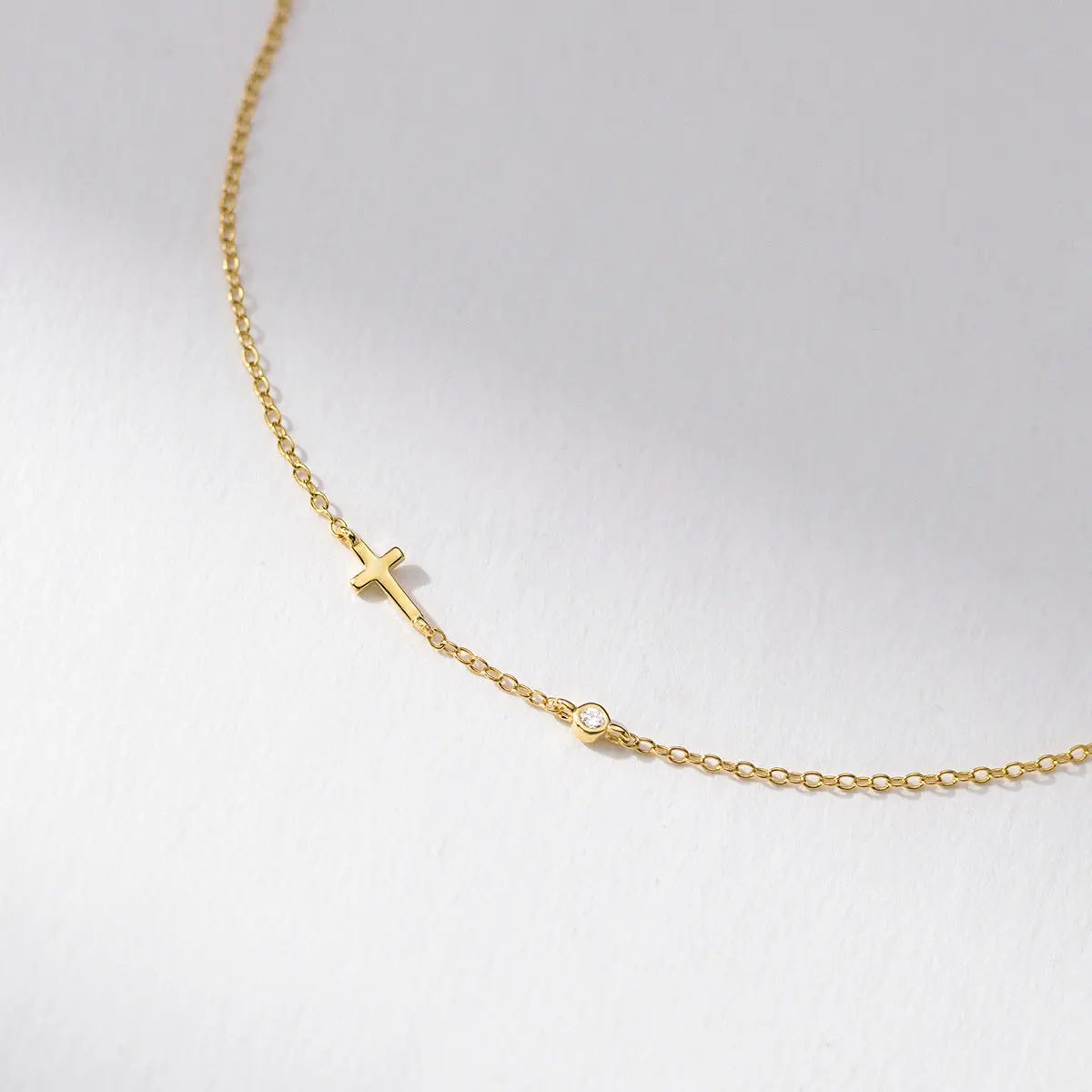 S925 silver fresh and sweet ins niche design exquisite simple single diamond cross bracelet TWINKLE QUEEN