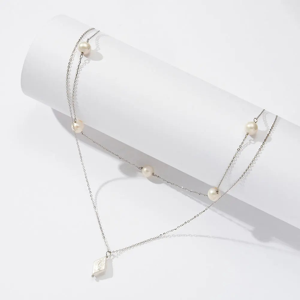 Distinctive Pearl Necklace Stacked with 925 Silver  Cross-border ins Style Irregular Baroque Pearl Ornaments TWINKLE QUEEN