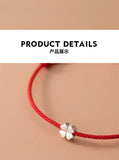 S925 Silver Korean Style Simple Fashion Four-leaf Flower Red Rope Bracelet Summer Fresh Style Hand Jewelry TWINKLE QUEEN