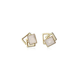 S925 Silver Dye Square Elegant Earrings Women's Korean-style Simple Hollow Geometric Gel Earrings TWINKLE QUEEN