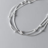 S925 Silver Fine Korean Style ins Style Niche Design Sense Three-Layer Light Bead Snake Bone Bracelet TWINKLE QUEEN