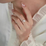 S925 Sterling Silver Pearl Bamboo Ring Index Finger Female Niche Design High-grade Antique Fashion Personality Light Luxury Opening TWINKLE QUEEN