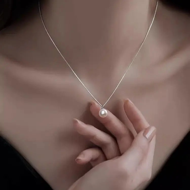 White Freshwater Pearl Pendant Necklace for Women - AAA+ Quality Pearl Necklace for Women With 925 Sterling Silver Chain TWINKLE QUEEN