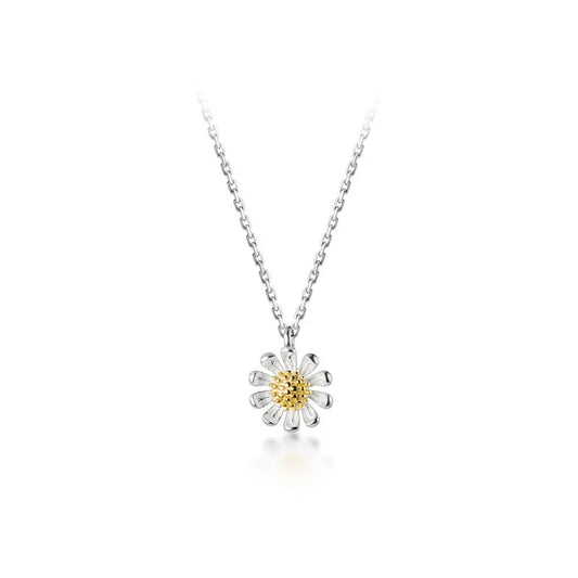S925 Silver Necklace Female Korean Style Summer Fresh Flower Fresh Autumn Chrysanthemum Short Clavicle Chain TWINKLE QUEEN